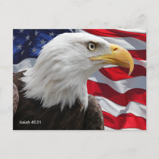 Cartão Postal Isaiah 40:31 Bandeira Americana Montada em Asas Ea