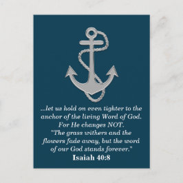 Cartão Postal Isaiah 40:8 Deuses Versos Bíblias Anchor Azul Teal