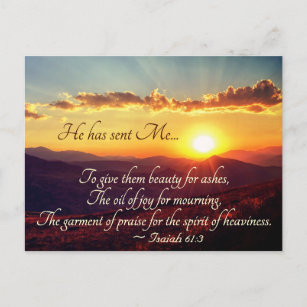 Cartão Postal Isaiah 61:3 Ele me enviou para dar Bela para Ashes