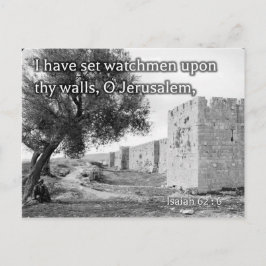 Cartão Postal Isaiah 62:6 nas paredes de Jerusalém