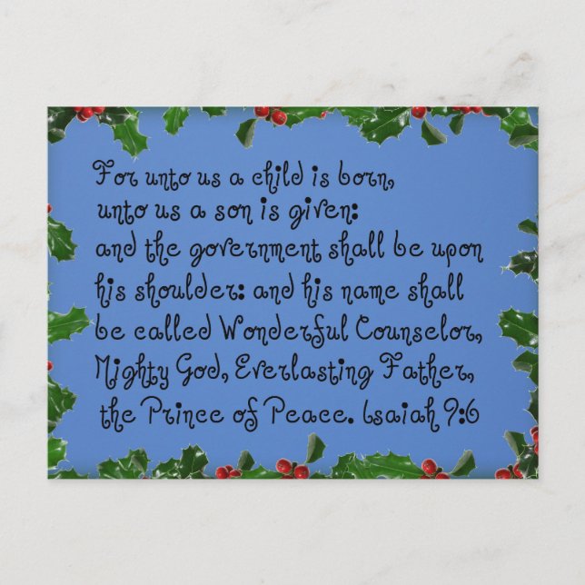 Cartão Postal Isaiah 9:6 (Frente)