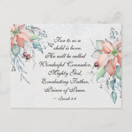 Cartão Postal Isaiah 9:6 Ele será chamado de Maravilhoso.. Natal