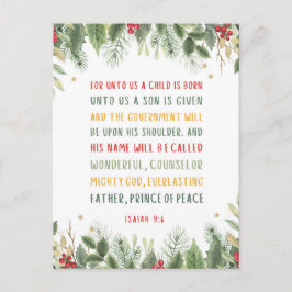 Cartão Postal Isaiah 9:6 Para nós Uma Criança é Natal Nascer