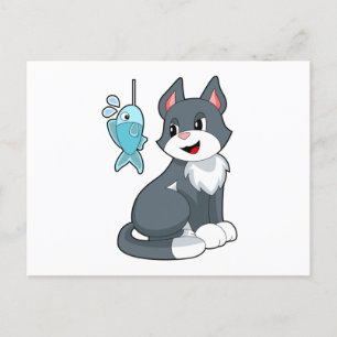 Cartão Postal Isca de Peixe para Gatos