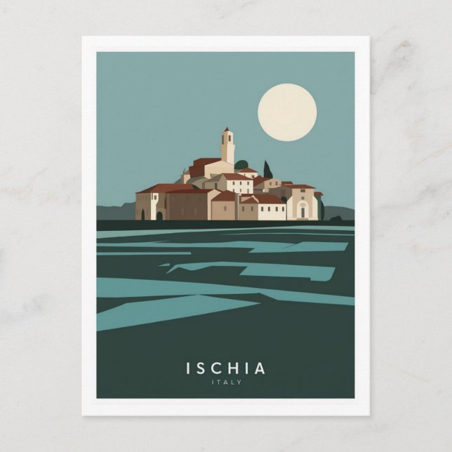 Cartão Postal Ischia Itália Stylist Illustração (Frente)