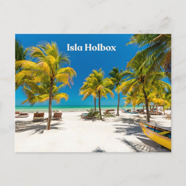 Cartão Postal Isla Holbox Mexico Beautiful Beach with Palms  (Frente)