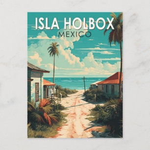 Cartão Postal Isla Holbox Mexico Viagem Art Vintage