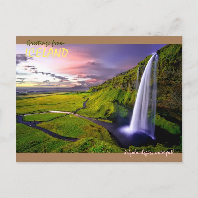 Cartão Postal Islândia - Caipira d'água Seljalandsfoss (Frente)