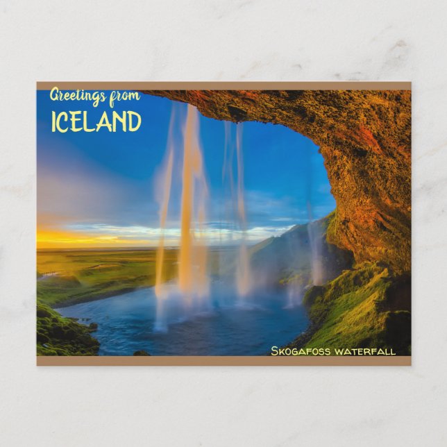 Cartão Postal Islândia - Cascata de Skogafoss (Frente)