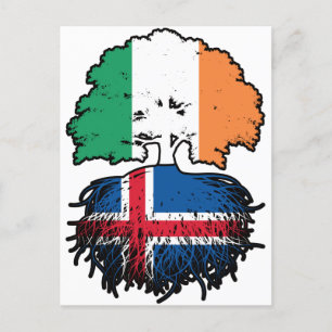 Cartão Postal Islândia Irlanda Irlanda Irlanda Árvore Bandeira