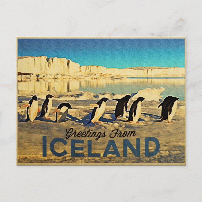 Cartão Postal Islândia Pinguins (Frente)