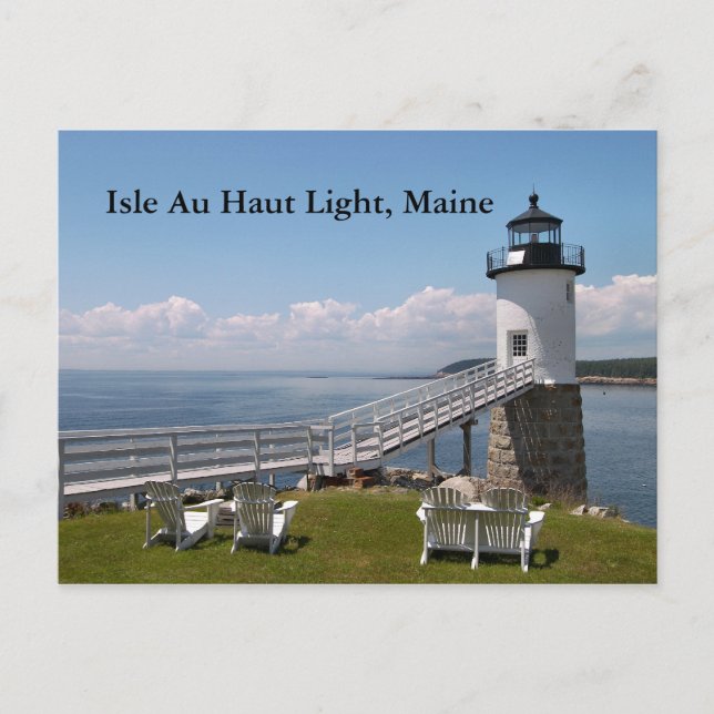 Cartão Postal Isle Au Haut Light, Cartão-postal Maine (Frente)