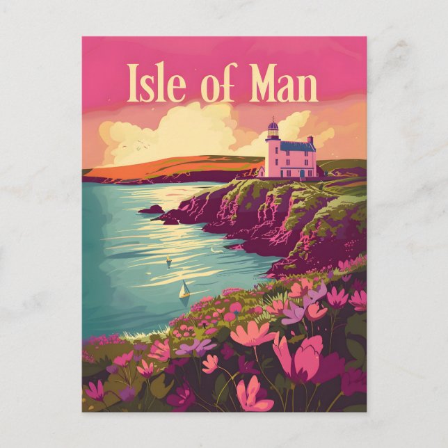 Cartão Postal Isle of Man vintage art (Frente)