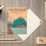 Cartão Postal Isle Royale National Park Michigan Vintage<br><div class="desc">Isle Royale vetor trabalho de arte em um design de estilo de janela. O parque é constituído por Isle Royale e centenas de ilhas adjacentes,  assim como pelas águas circundantes do lago Superior,  no estado de Michigan.</div>