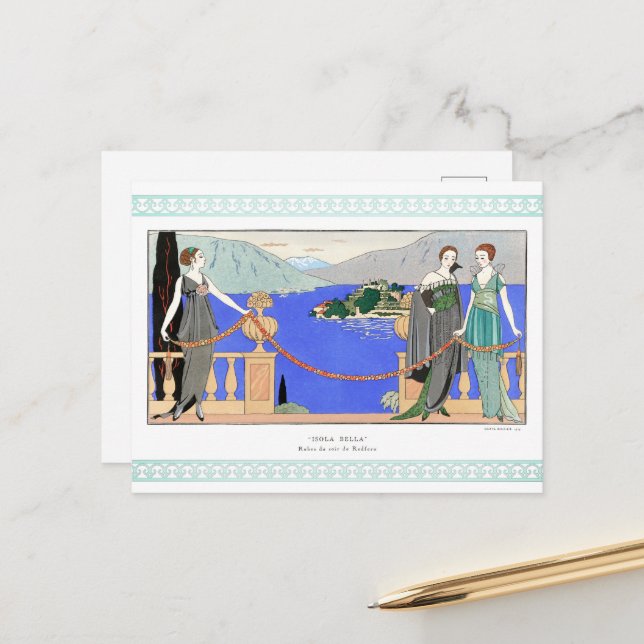 Cartão Postal Isola Bella por George Barbier (Frente/Verso In Situ)