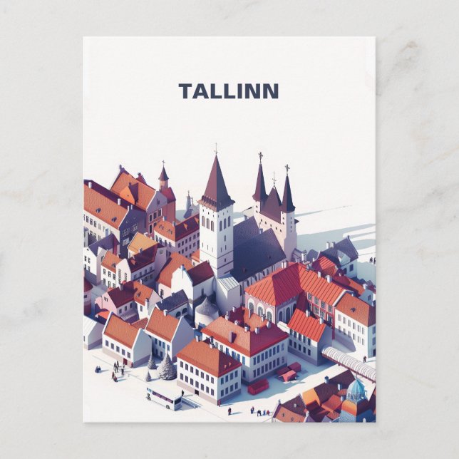 Cartão postal Isométrico Viagem Tallinn (Frente)