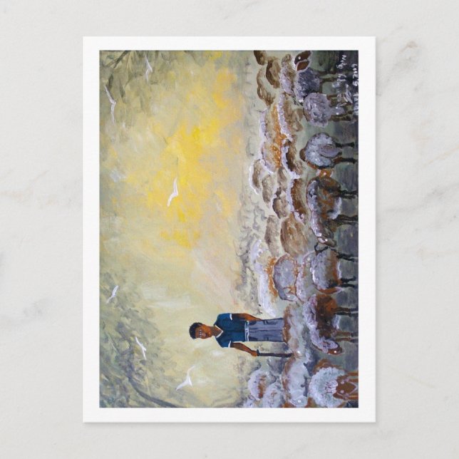 Cartão Postal Israel, bom pastor, reprodução de tinta. (Frente)