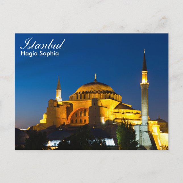 Cartão Postal Istambul - Santa Sofia à noite (Frente)