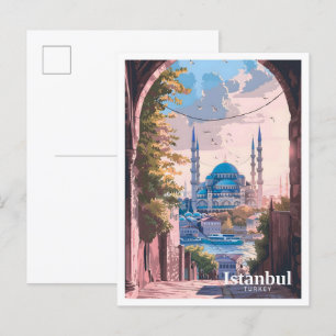 Cartão Postal Istambul Turquia Art Vintage Viagem