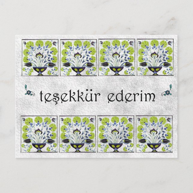 Cartão Postal Istambul, TURQUIA - Azulejo Verde- Obrigado (Frente)