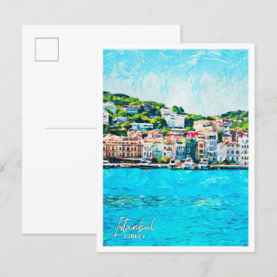 Cartão Postal Istambul Turquia Linda Paisagem de Pintura de Petr