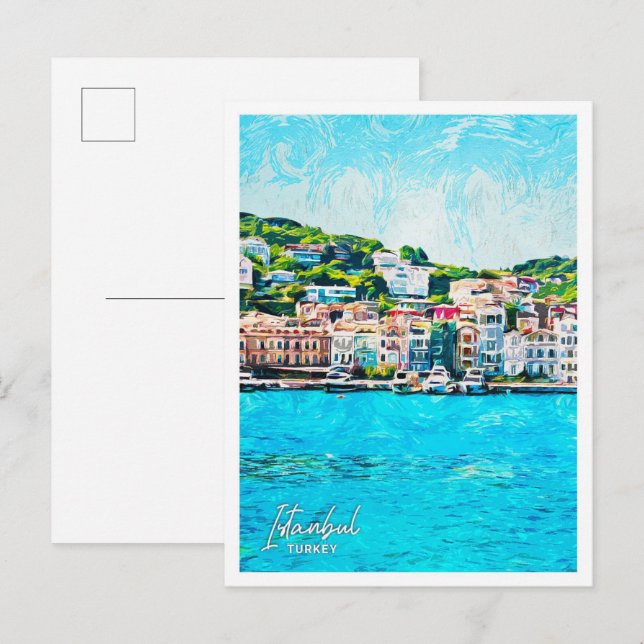 Cartão Postal Istambul Turquia Linda Paisagem de Pintura de Petr (Frente/Verso)