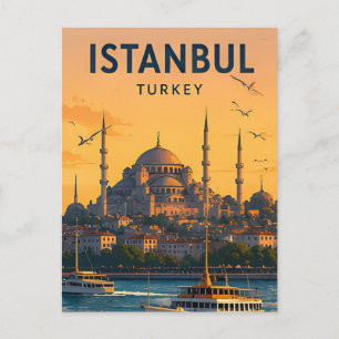 Cartão Postal 🕌 Istambul Turquia Mesquita Azul e Vistas do Bósf