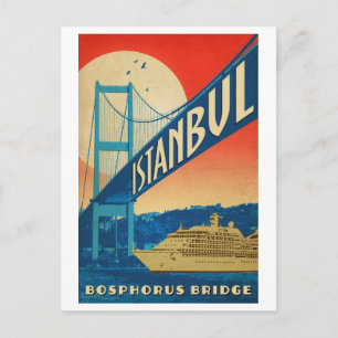 Cartão Postal Istambul, Turquia, ponte bósforo, cruzeiro turísti