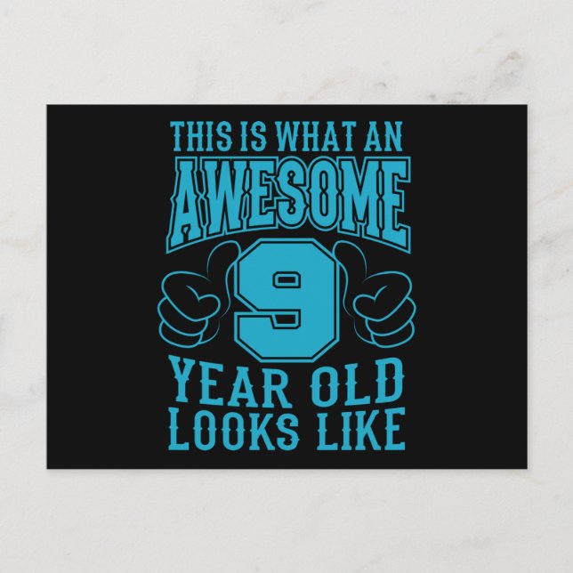 CARTÃO POSTAL ISTO É O QUE É UM 9 ANOS INCRÍVEL ANIVERSÁRIO DE 9 (Frente)