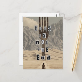 Cartão Postal Isto não é o fim Garfo Deserto Colagem Surrealista