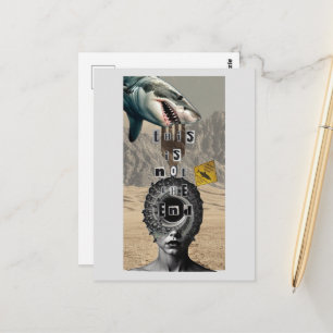 Cartão Postal Isto não é o fim Tubarão Surreal Colagem Mista