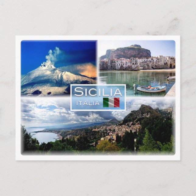 Cartão Postal IT Sicilia - Etna - Cefalu - Taormina (Frente)