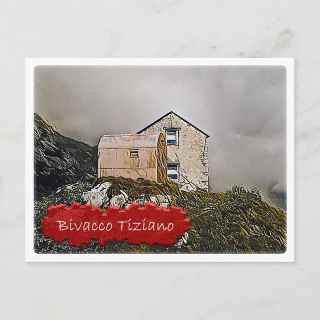 Cartão Postal Itália alpine hut Bivacco Tiziano Dolzeg— (Frente)