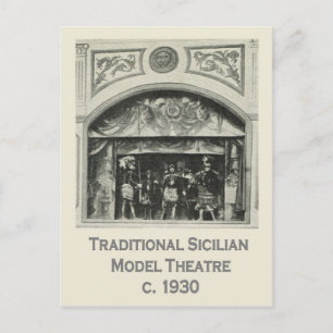 Cartão Postal Itália Antiga, Sicília, Teatro Modelo Tradicional