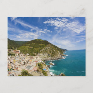 Cartão Postal Itália, Cinque Terre, Vernazza, Cidade na Encosta 