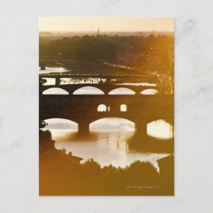Cartão Postal Itália, Florença, Ponte Vecchio e Rio Arno