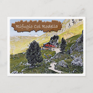 Cartão Postal Itália - hut alpino Col. Rodella - Dolomi