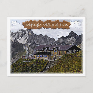 Cartão Postal itália - hut alpino Viel dal Pan - Dolomi -