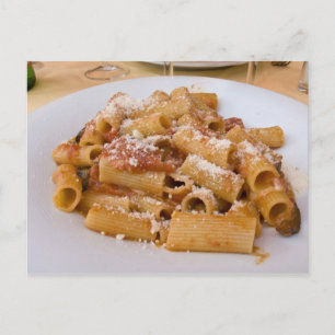 Cartão Postal Itália, Positano. Placa de exibição de rigatoni.