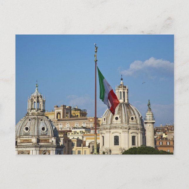 Cartão Postal Itália, Roma. Bandeira italiana (Frente)