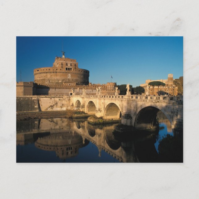 Cartão Postal Itália, Roma, Castel Sant'Angelo e rio (Frente)