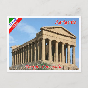 Cartão Postal Itália - Sicília - Agrigento - Templo Concordia