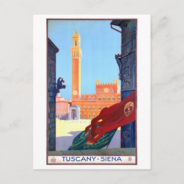 Cartão Postal Itália Siena Viagens vintage Poster Restaurada (Frente)