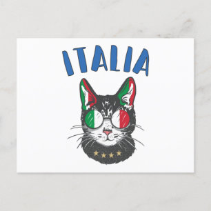 Cartão Postal Itália Soccer Cat Mascot Bandeira italiana