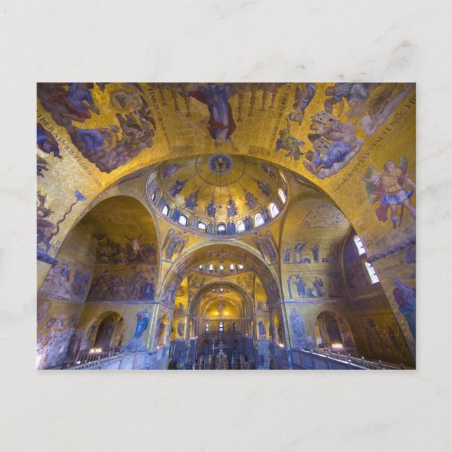 Cartão Postal Itália, Veneza. Interior da Catedral de São Marcos (Frente)