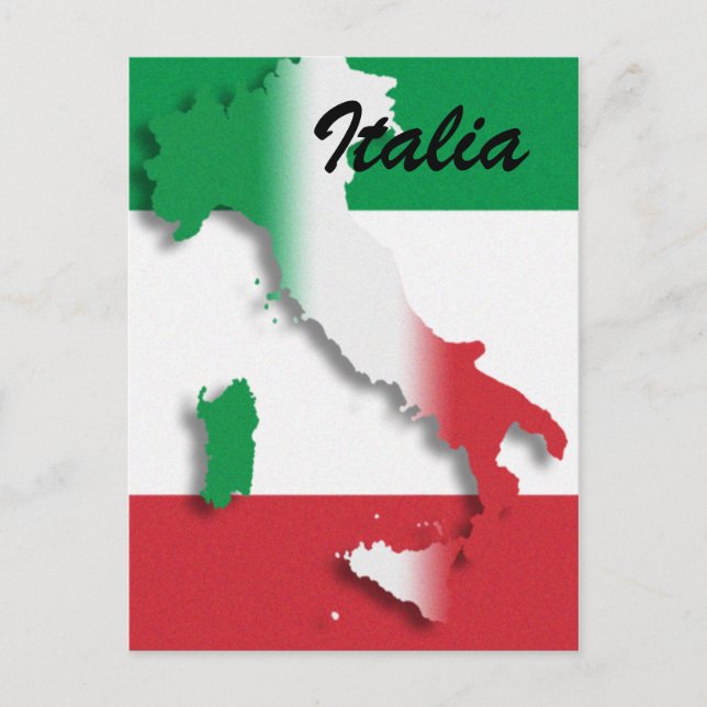 Cartão postal italiano de bandeira italiana (Frente)