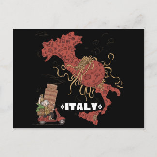 Cartão Postal Italy Map Flying Spaghetti Monster Pastafarian