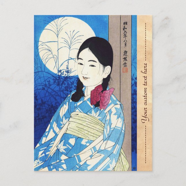 Cartão Postal Ito Shinsui Autumn Full Moon Young (Frente)