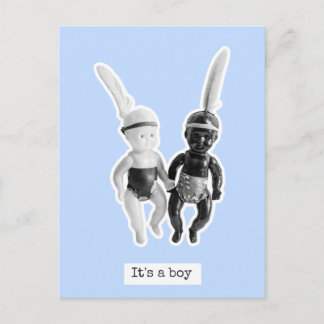 Cartão Postal It's a boy - Black and White Doll Indians