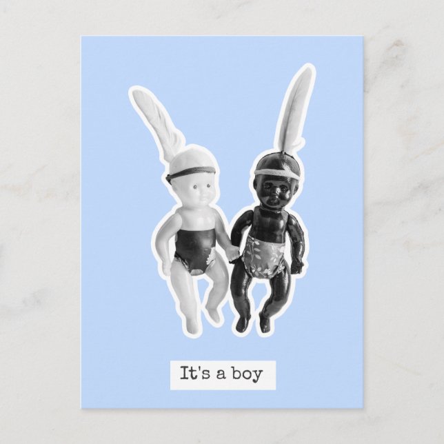 Cartão Postal It's a boy - Black and White Doll Indians (Frente)